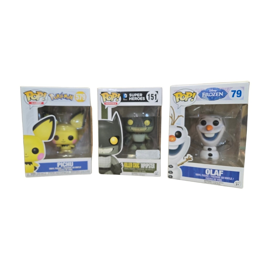 Funko Pop! Lot Of 3: Vinyl: Pokémon‎ Pichu #579, Killer Croc #151, Olaf #79